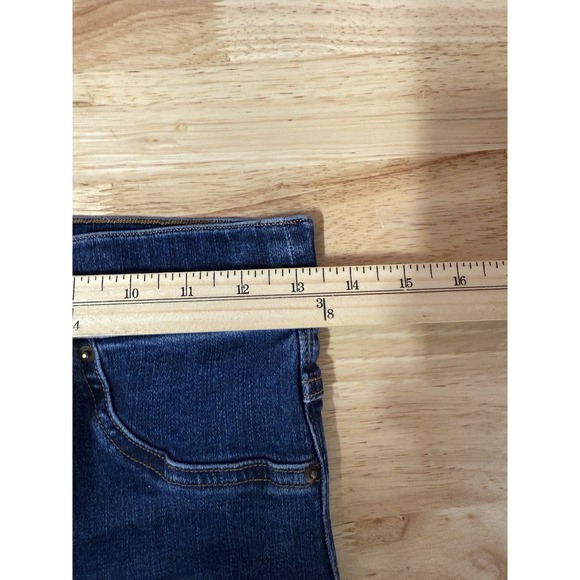 Spanx Jeans Women's Small Crop Flare Pull On High Rise Stretch Denim Blue - Picture 7 of 10